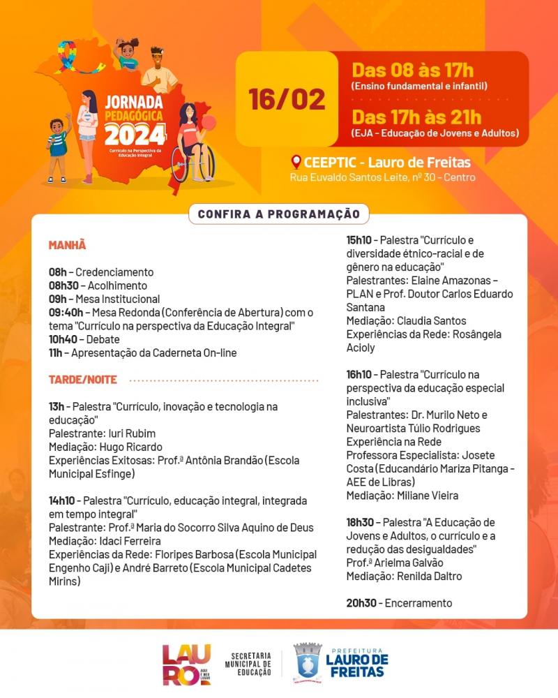 Prefeitura de Lauro de Freitas realiza Jornada Pedagógica nesta sexta-feira (16)