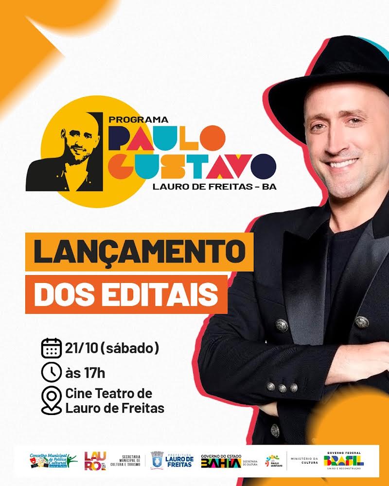 Prefeitura de Lauro de Freitas lança editais da Lei Paulo Gustavo neste sábado (21)