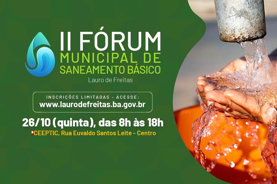 Lauro de Freitas realiza o II Fórum Municipal de Saneamento Básico nesta quinta-feira (26); confira temas