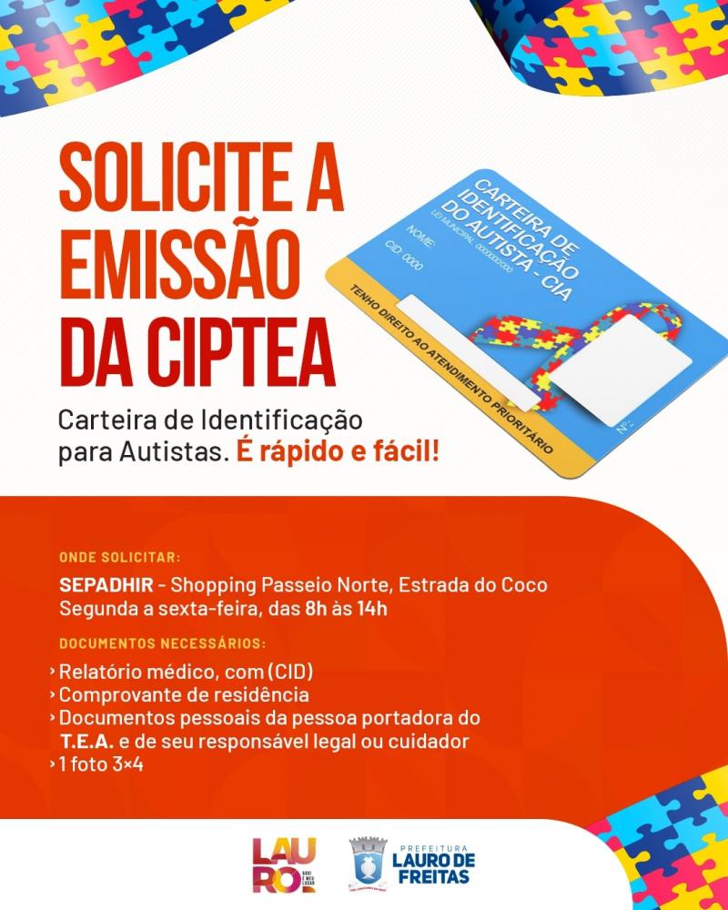 Prefeitura de Lauro de Freitas lança e inicia emissão da Carteira de Identificação da Pessoa com Transtorno Autista (CIPTEA), na segunda-feira (15)
