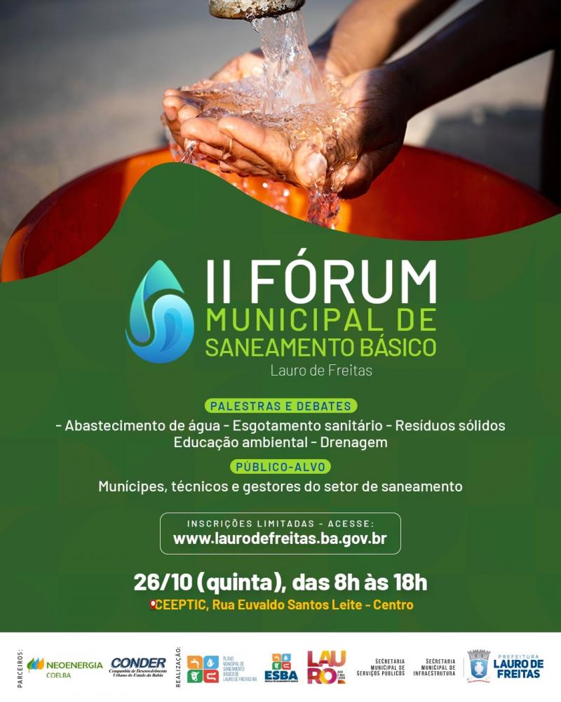 Prefeitura abre inscrições para II Fórum de Saneamento Básico de Lauro de Freitas